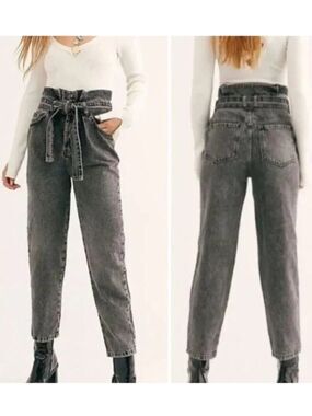 NWT We The Free People Paper Bag Waist Tie‎ Button Fly Jeans Womens 29